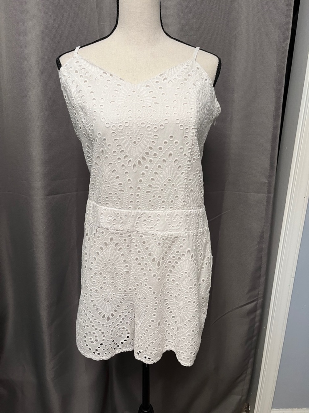 1. State White Eyelet Spaghetti-Strap Romper